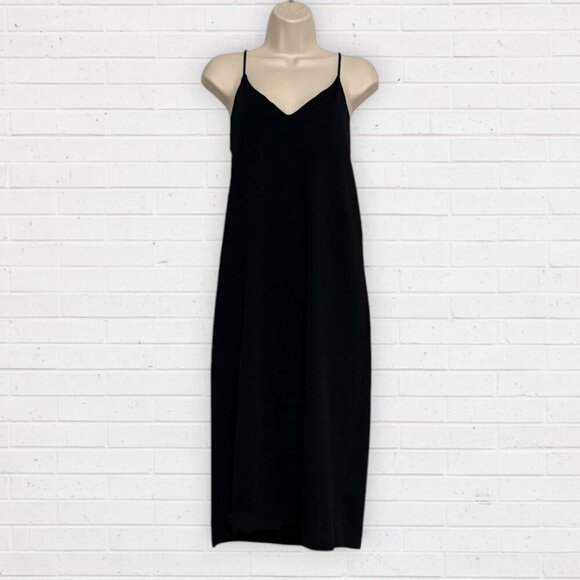 ZARA Black Stretch Knit Strappy V-Neck Midi Dress - Picture 1 of 7